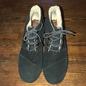Toms black suede booties